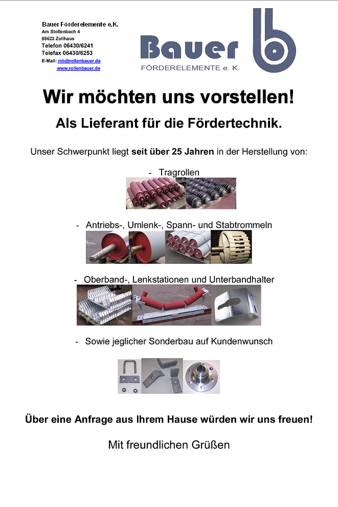 Flyer Bauer Förderelemente e. K. wird geöffnet